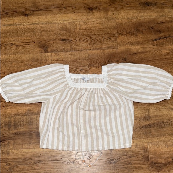KALLIGRAPHIE Striped Top in Beige and White - Picture 1 of 6
